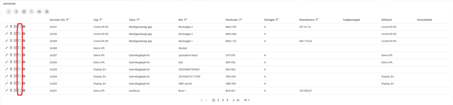  Jármű adatok másolása