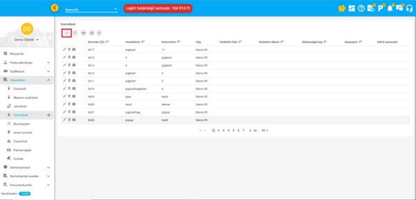 Új személy létrehozása gomb